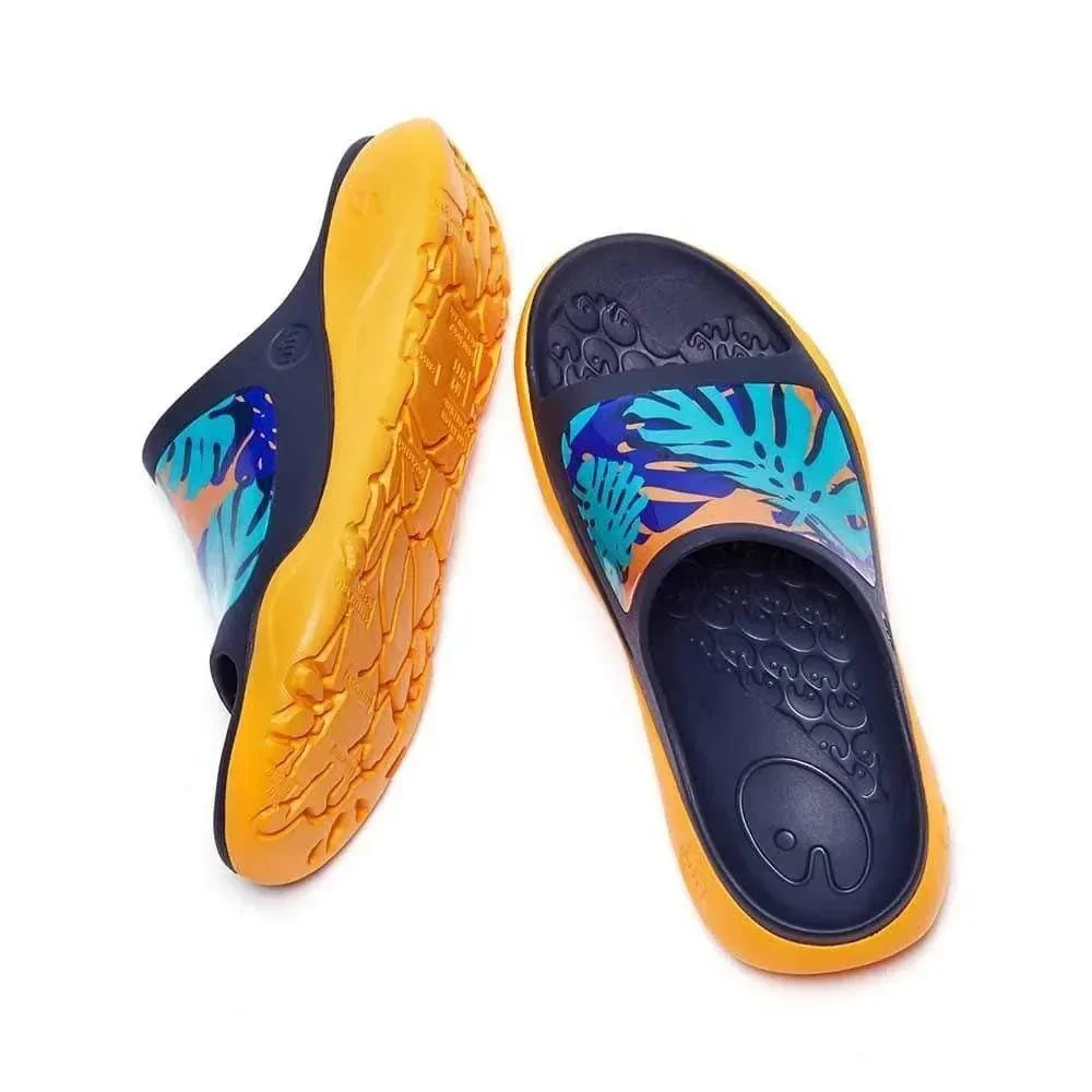 UIN Men's Sandals Beach Summer Casual Comfort Slippers(PALM TREE)New No Box